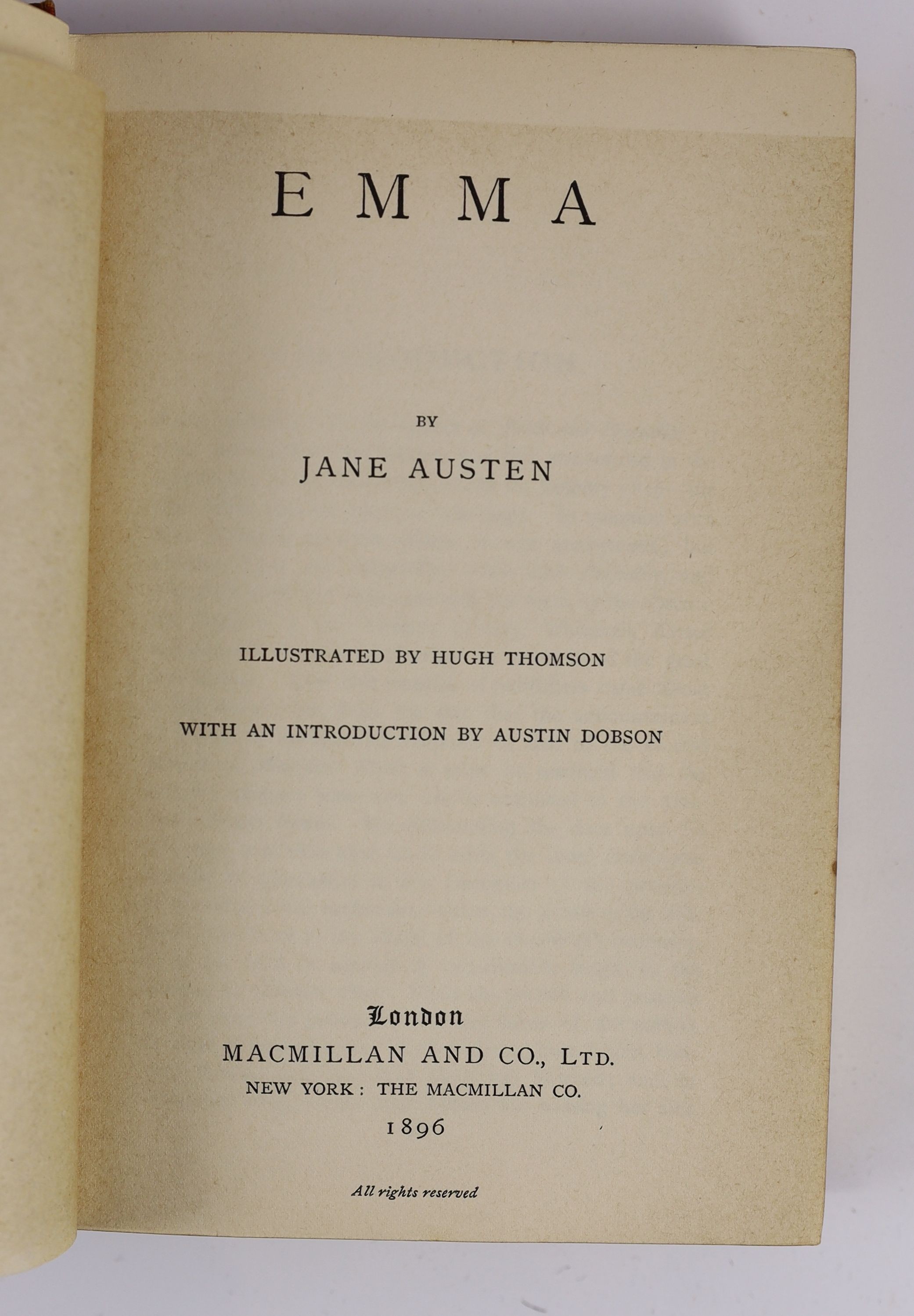 Austen, Jane - Macmillan's Illustrated Standard Novels, comprising: Sense and Sensibility; Emma; Mansfield Park; Northanger Abbey and Persuasion; i.e. 4 vols (ex 5 -without Pride and Prejudice); publisher's introductions